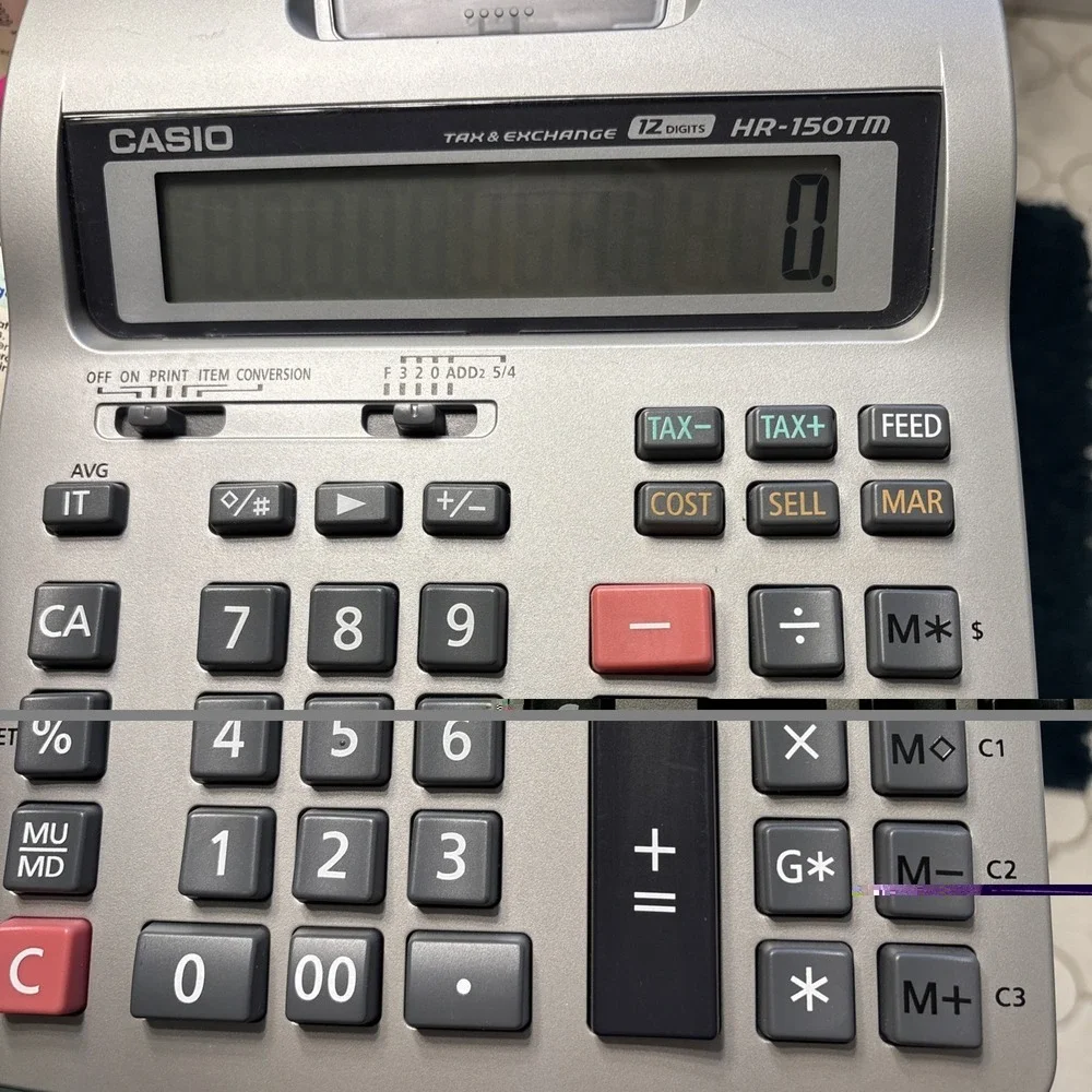 Casio Tax & Exchange 12 Digit HR-150TM Printing Calculator Battery or Electric